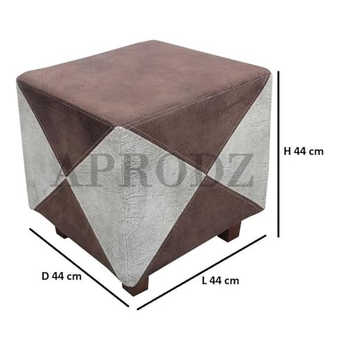 Image of APRODZ Printed Ottoman Stool Upholstered Foam Cushioned Pouffes for Living Room | Puffy Muddha Stool for Footrest & Sitting, Velvet Pouf Stool, Furniture for Home Decor, Office Set of 2(Beige /Brown)