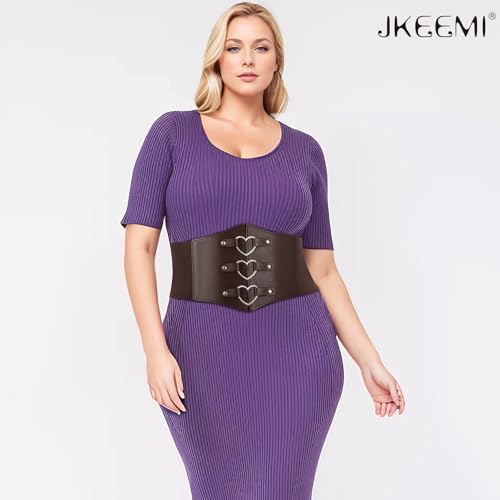 2 Pack Women Corset Belt Heart-Ring Wide Elastic Waspie Waist Belt for Cosplay Halloween Costumes Daily3