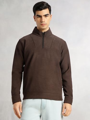 Image of Thomas Scott Men's | Regular Fit | Long Sleeves | High Neck | Solid | 100% Polyester | Knitted | Sweatshirt | Dry Clean Only