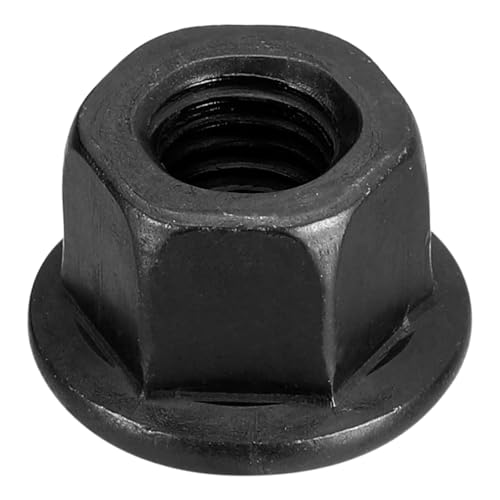 Image of TOP-VIGOR M10 Flange Hex Nuts, Grade 12.9 Carbon Steel Lock Nuts with Black Oxide Finish, Heavy Duty Flange Thread Nut for Machinery and Automotive