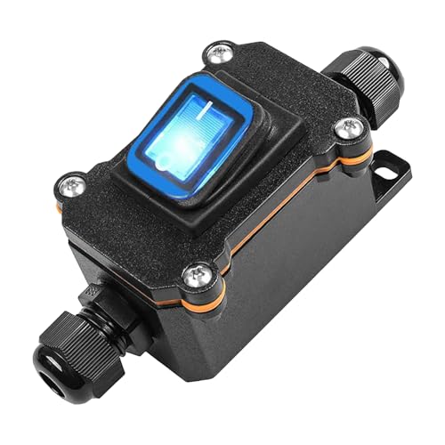 Interrupteur Inline Étanche IP65 12V-24V 30A Broches Interrupteur de câble Interrupteur à Bascule Étanche Haute Puissance pour Extérieur/Industriel