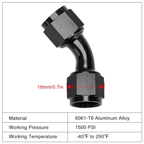 Image of EVIL ENERGY 6AN Female to 6AN Female 45 Degree Swivel Coupler Union Fitting Adapter Aluminum Black