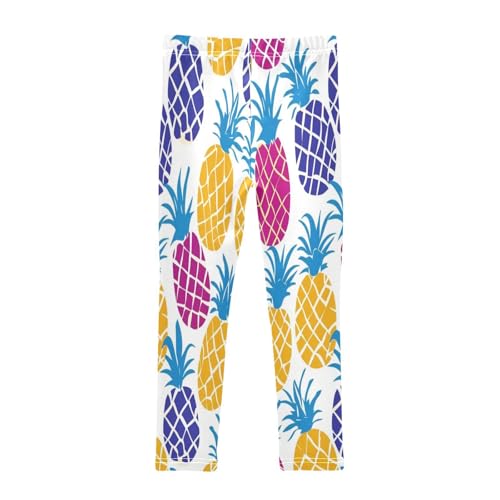 Bolaz Toddler Girls Leggings Printed Yoga Pants Leggings Blue Yellow Pineapple for Kids2
