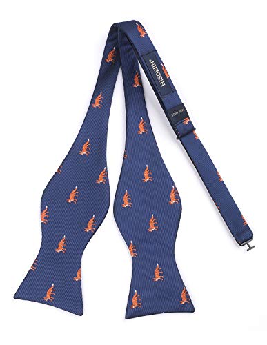 Image of HISDERN Bow Ties for Men Self Tie Animal Bowties Pocket Square Woven Silk Fun Bowtie Handkerchief Set for Wedding Party
