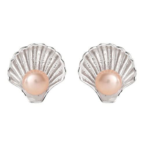 Disney Princess Jewelry, Little Mermaid Seashell Pearl Stud Earrings, Sterling Silver