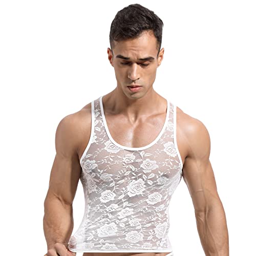 Dkegiff Men Sexy Tank Top Gym Undershirts Breathable Vest Lingerie For Men Exotic Apparel #TOP1