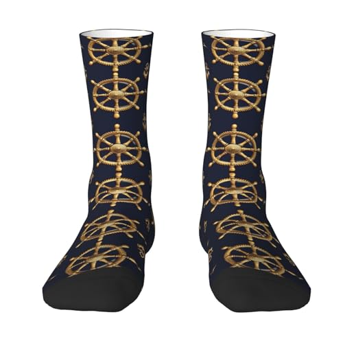 Glilade Calcetines divertidos y acogedores para hombre, calcetines deportivos suaves para mujer, calcetines casuales para regalo (anclas náuticas doradas)