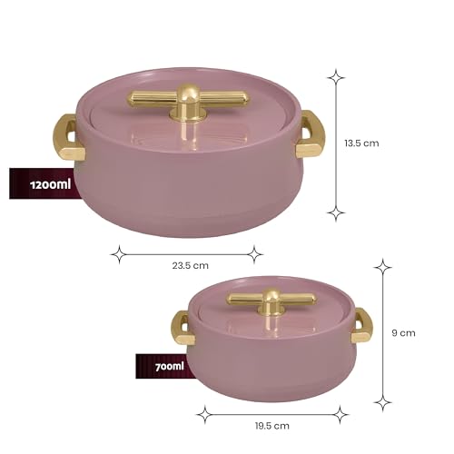 Image of SELVEL Elegance Casserole | Advanced PU Insulation | Elegant Design Hot Pot | Hot Case Keeps Food Hot & Fresh for Hours | Serve Chapati, roti, Biryani and More (Royal Purple, Set Of 2 (1200 Ml & 700 Ml))