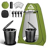 Portable Toilet with Pop-Up Privacy Tent Set, Adjustable Height Camping Toilet for Outdoor with Portable Bathroom Potty Camping Shower Tent for Hiking, Fishing, RV, Beach, Suitable for All Ages