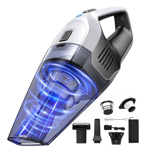 Cordless Handheld Vacuum Cleaner, 8000Pa Strong Suction Hand Held Vacuum with 25-30Mins Long Runtime Rechargeable Battery Lightweight Hand Vacuum for Home and Car Carpet Stairs Pet Hair Deep Cleaning