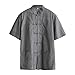ZooBoo Men 's Tang Suit Summer Short - Sleeved Shirt Cotton Shirts (XL, Gray)