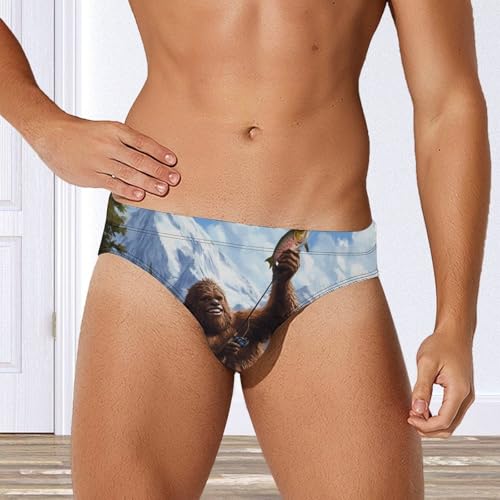 Bigfoot Fishing Mens Swim Briefs Sexy Bikini Swimwear Bathing Suits Trunks4
