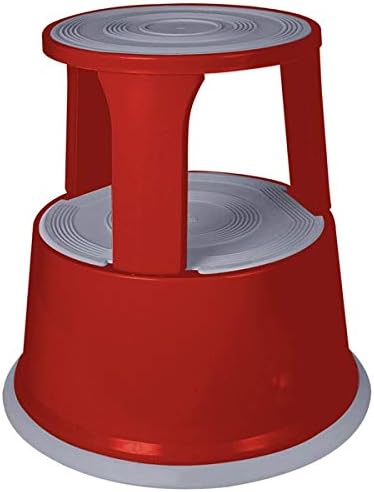 Swift Supastep Metal Red Kick Step Stool with Retractable Castors Heavy Duty Great for Office Warehouse Retail Home 150kg Load Capacity