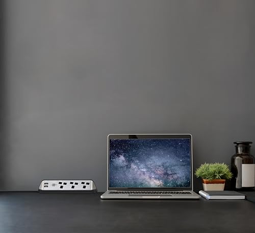 brennenstuhl estilo Corner Extension Lead 3-way (Extension Cord with Stainless Steel Surface for Desk/Kitchen/Office, with 3x Earthed Sockets, 2x USB Ports) silver/black - Image 6