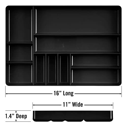 Ernst MFG 10 Compartment Drawer Organizer: Heavy Duty Stackable Tray for Automotive Tool Organization -Low Profile Toolbox - Nuts and Bolts, Tools, Parts, Easy to Clean - Black - Made in the USA thumbnail 2