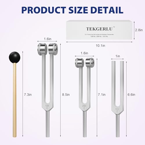 tuning forks for healing set 128hz 256hz 512hztuning fork with reflex hammer 3-piece tuning forks perfect for healing chakra sound therapy keep body mind and spirit in perfect harmony