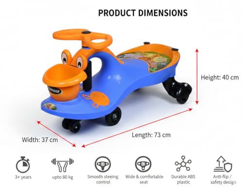 Image of Wishmaster Swing Magic Panda Car for Kids, Twister Ride on, Non Battery Operated Baby Push Rider Without Music & Light | Self-Balancing Twist Steering | Age 2-8 Years