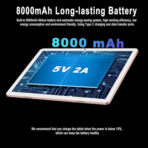 Image of JUSYEA Tablet Android Tablets 10 inch, 128GB ROM Octa-Core (2TB TF) | WiFi 5G | FHD | BT5.0 | GPS | 8000mAh | 8+5MP | Metal Body, Tablet with Keyboard, Mouse-Gold