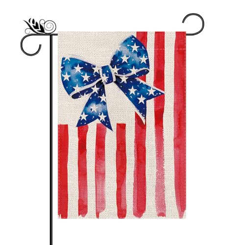 Patriotic 4th of July Garden Flag Bow Vertical...