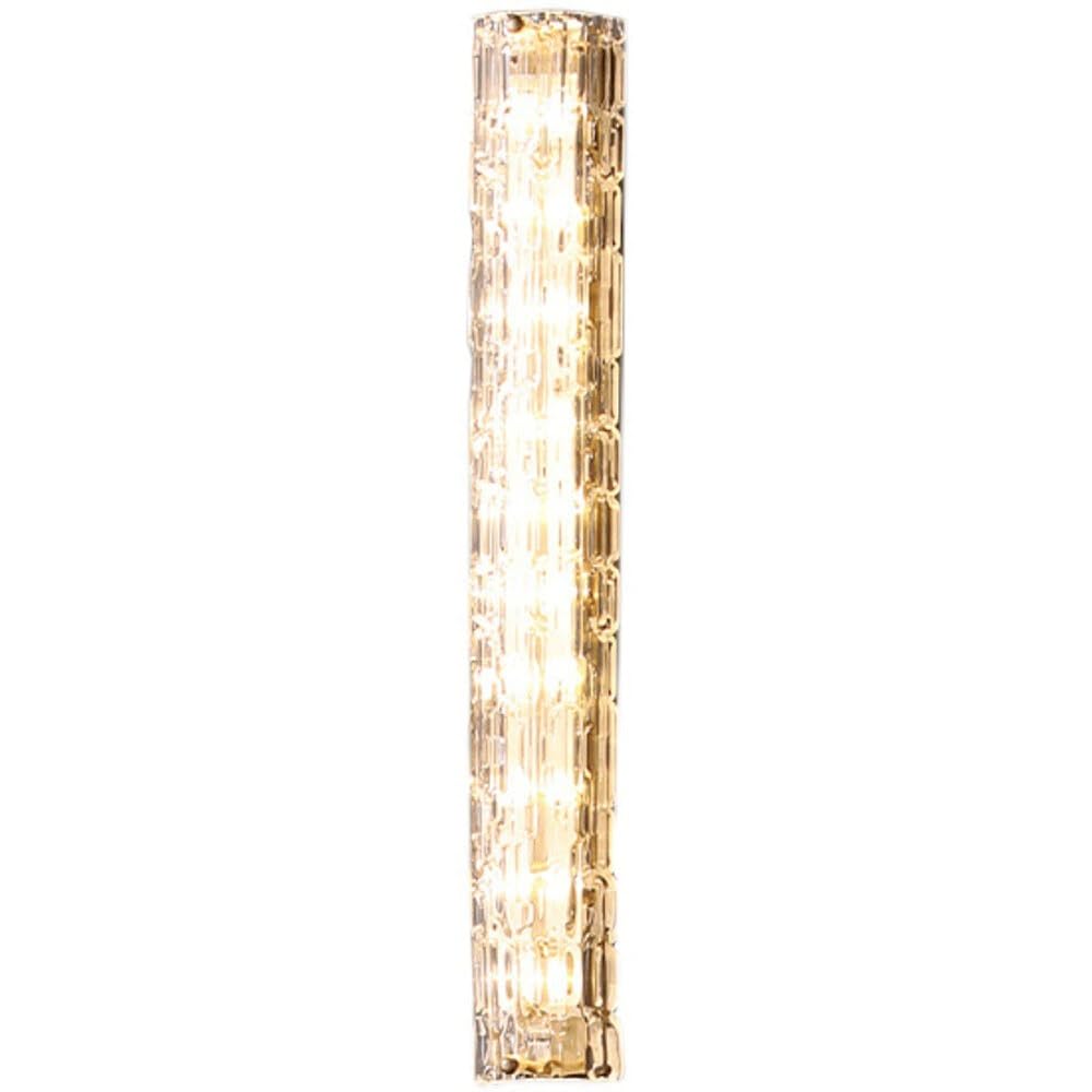 ASerZenith Led Wall Sconce, Tricolor Light Post Long Crystal Copper Wall Lamps For Reading For Hallway Bedside Living Room(Large)