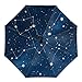 Meaudiwes Fashion Compact Auto Folding Umbrella Windproof Travel Umbrella For Rain & Sun Constellation Galaxy Starry Night Stars Glow In The Dark Midnight