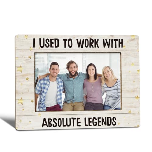 WTOGQ Retirement Picture Frame, Farewell Retirement Gifts for Coworkers Colleagues, Team Photo Frame 4x6, I Used to Work with Absolute Legends Wooden Photo Picture Frames for Desk Tabletop Decor