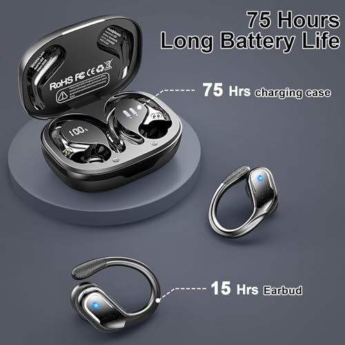 Bluetooth 5.4 Kopfhörer Sport, 75Std Kopfhörer Kabellos Bluetooth in-Ear – Ansicht 3