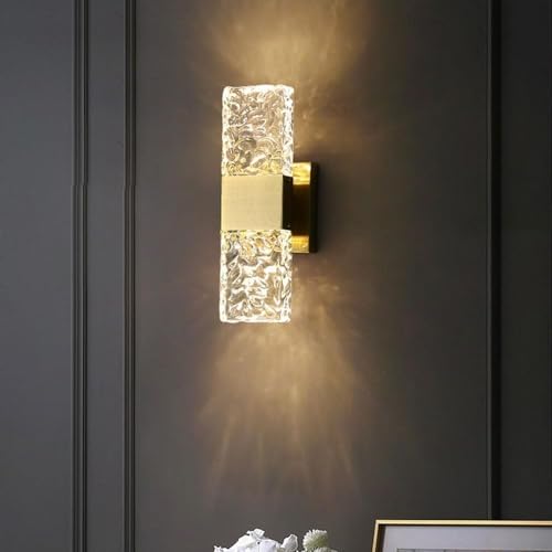 Iluminación de pared para dormitorio elegante con cristal transparente y oro mate 5