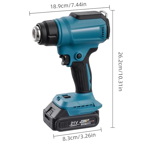 Bellanny Heat Gun for Makita 18-20V Battery (with Battery), 3 Nozzles, 2-Temp Setting Max 550°C Cordless Hot Air Gun for Bending Pipes, Welding, Colour Removal 2 Bellanny Heat Gun for Makita 18-20V Battery (with Battery), 3 Nozzles, 2-Temp Setting Max 550°C Cordless Hot Air Gun for Bending Pipes, Welding, Colour Removal - Image 2