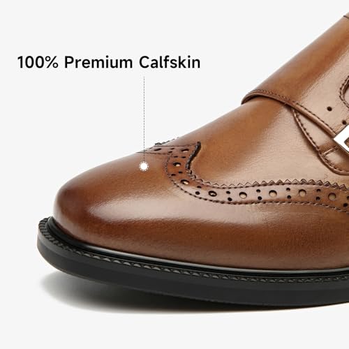 Image of BEAU TODAY Women Monk Strap Loafers Cap Toe Business Causal Loafer Shoes