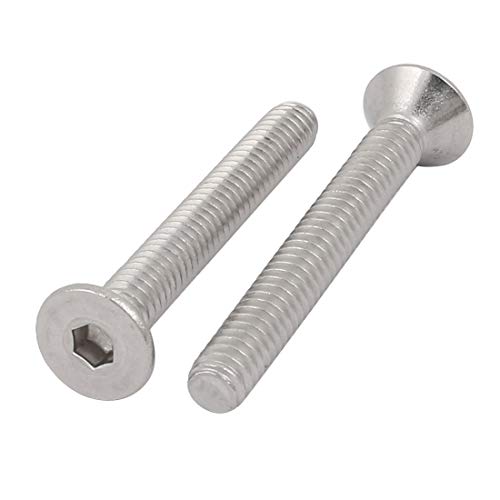Sourcingmap 1/4-20 x 2" 304 Stainless Steel Flat Head Hex Socket Cap Screw Fastener 10pcs, Silver Tone - Image 2