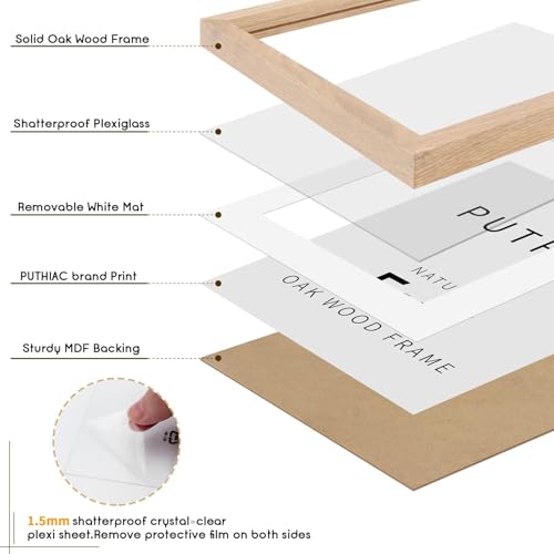 5x7 Oak Wood Picture Frame - Minimalist 5x7 Picture Frame, 5"x7" Frame Wood, Natural Solid Wooden Picture Frames for Wall Art Photo and Prints(1 Pack, Beige)