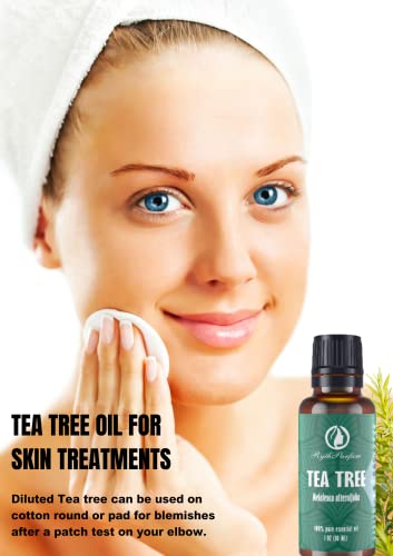 Rythparfum Tea Tree Oil With Dropper With Scale (1 Oz)| 100% Pure And Natural Oil For Diffuser,Humidifier,Cold And Aroma|Tea Tree Essential Oil For Face,Hair, Skin,Scalp,Foot,Toenails And Massage #TOP3