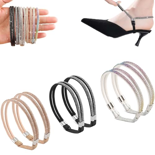 Rhinestone Elastic High Heels Shoe Straps, Hold Sandal Grip Detachable for Heels Replacement Ankle Straps for Heels Ankle (A)
