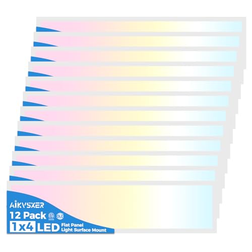 Image of AIKVSXER 12 Pack 1x4 LED Flat Panel Light Surface Mount White, 5500LM 50W