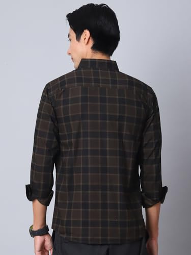 Image of Majestic Man Comfort Cotton Slim Fit Checked Casual Shirt for Men