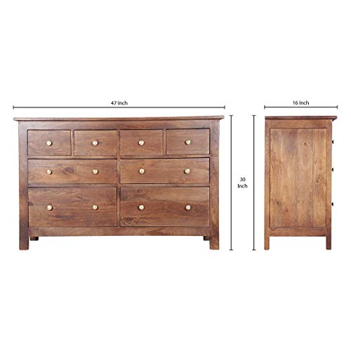 Image of Solid Sheesham Wood Wooden Chest of Drawers with 8 Drawer Storage | Multipurpose Storage Cabinet Rack for Bedroom Home Living Room (Honey Finish)