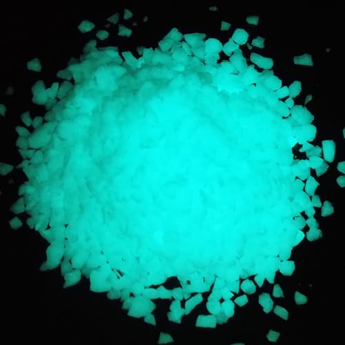 Glow in The Dark Broken Glass,Glow in The Dark Stone,Glow in The Dark Rocks Glow Stones for Crafts, Fish Tank/Aquarium Gravel, Resin Art,Indoor/Outdoor Decor,1-3mm 200g/7oz (Blue Green)