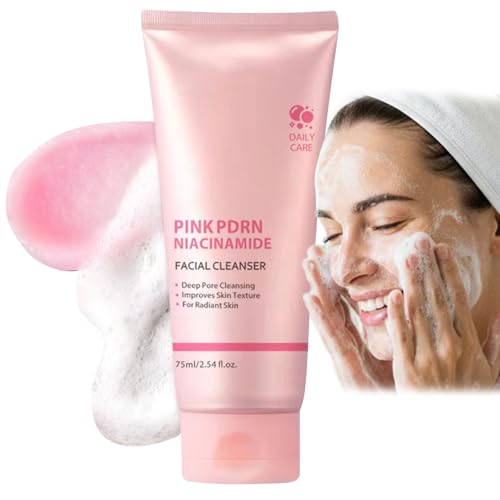 Metiplou Pink PDRN Niacinamide Facial Cleanser Deep Pore Brightening Foam Face Wash for Radiant Glow Skin Korean Skincare 75ml
