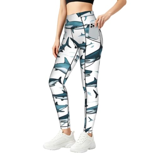 Leggings de tiburón para mujer conjuntos de deporte elásticos para yoga diario