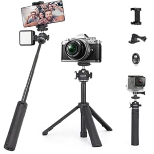 Koolehaoda Camera Statief Mini Tafelblad Statief Draagbare Vlog Reizen Selfie Stick Uitschuifbare Statief met 360° Kogelkop 1/4″ Schroef Quick Release Accessoires for GoPro Camera Webcam en Smart