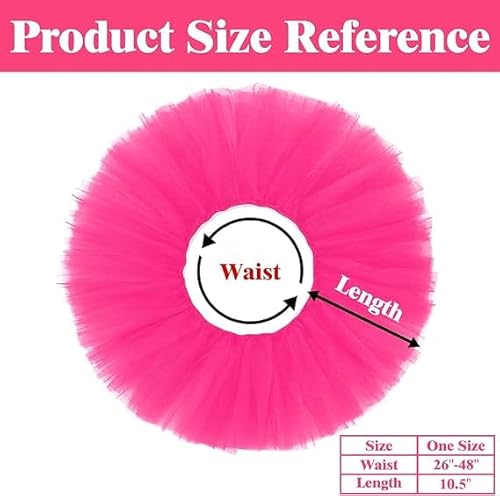 تنورة توتو للنساء من واي كينجدر مكونة من 5 طبقات من التل، تنورة توتو للهالوين للنساء من الثمانينيات، تنورة توتو توتو من التل، مقاس واحد، زهري فاقع