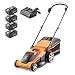 LawnMaster 48V 41cm Cordless Lawnmower with Spare set of MX 24V 4.0 Ah Batteries and one dual charger - With Rear Roller, Grass Side Eject and Mulching Function, 2 Year Guarantee. For Larger Lawns.