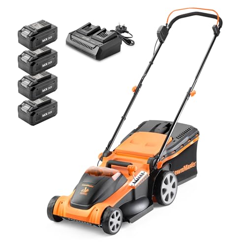 LawnMaster 48V 41cm Cordless Lawnmower with Spare MX 24V 4.0 Ah...