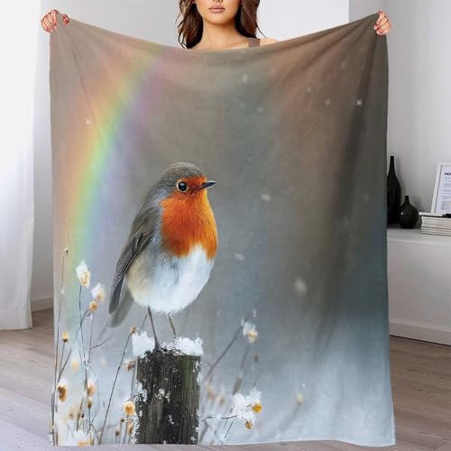 Couverture anti décoloration Robin plaid chaud microfibre 150x200