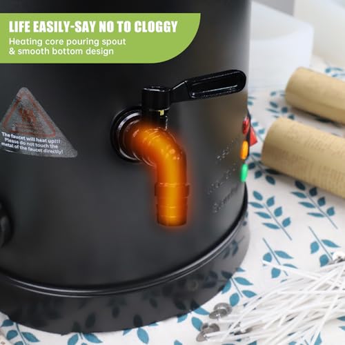 TOAUTO Wax Melter for Candle Making Large Wax Melting Furnace with Quick Pour Spout & Temp Control,10Lbs Capacity for Candle Business Fast Easy Clean(Stirring Spoon+ Cotton Wick) - Image 5