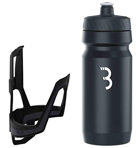 BBB Cycling Porte Double Bidon d'eau 550 ML et Combinaison de Cage pour vélos Ajustement Universel Unisexe, Gris foncé/Noir/Blanc, 550 ML