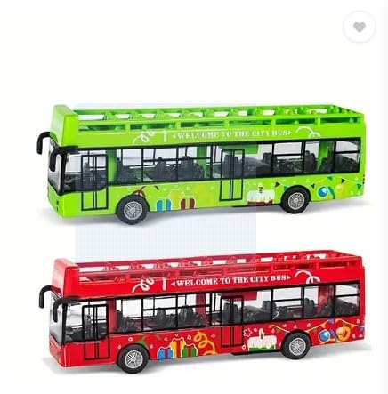 Image of City Transport Double Decker Bus Toy Open Door Deluxe Bus Toy (Blue, Green, Red, Yellow, Pack of: 1)
