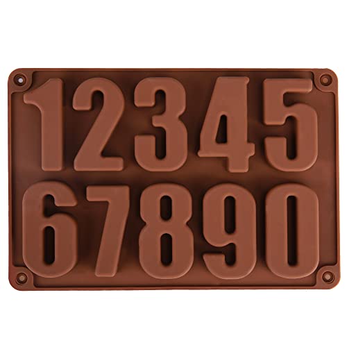 Wocuz 0-9 Number Crayon Mold Happy Birthday Number Candle Mold Chocolate Baking Silicone Mold Ice Tray Mold Resin DIY Mold for Making Halloween Cookie Soap Candle Cake Decoration for Back to School