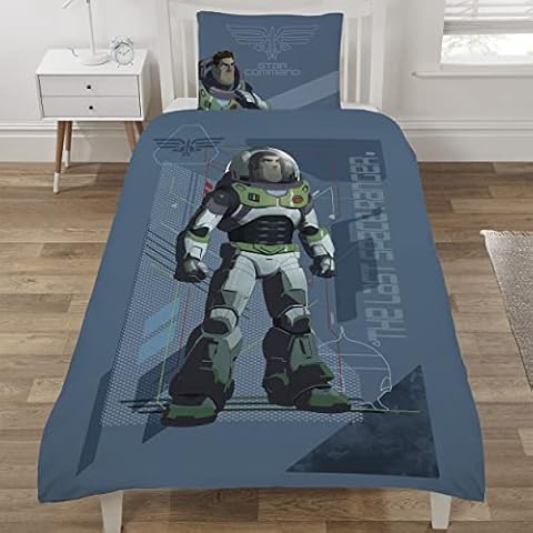 Coco Moon Disney Pixar Buzz Lightyear Space Ranger Reversible Single Duvet And Pillow Bedroom Accessories Bedding Set For Boys And Girls Cover